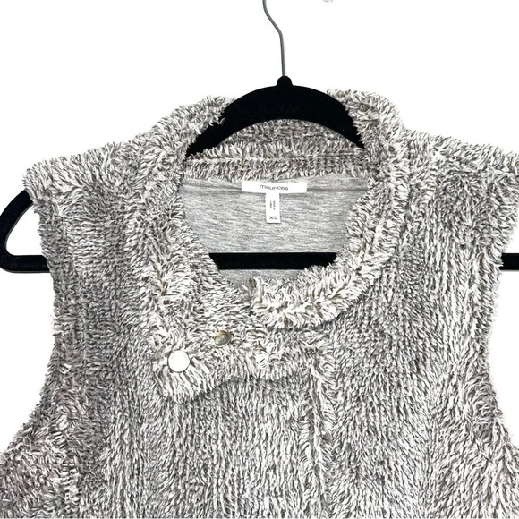 Maurices Gray Asymmetrical Collar Open Front Sherpa Vest Xsmall Women’s - Picture 3 of 11